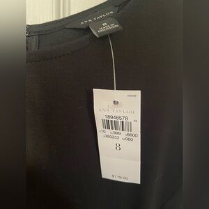 Ann Taylor Black Sleeveless Dress with White Tag Detail